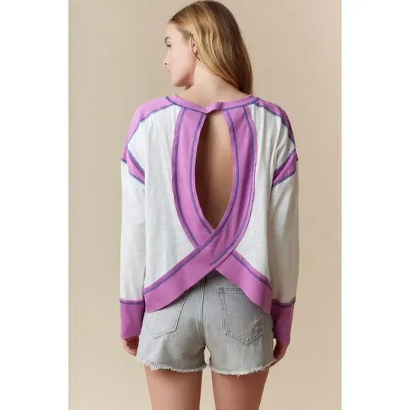 Fantastic Fawn Magenta Stasia Open Range Oversized Crossed Back Top - Picture 4 of 4